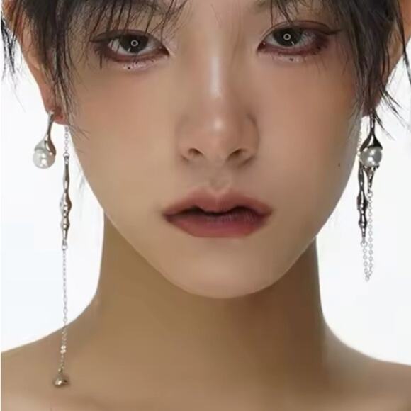 Pearl Long Drop Earring Women Asymmetric Fashion Design Jewelry Elegant Pearl - Picture 4 of 14